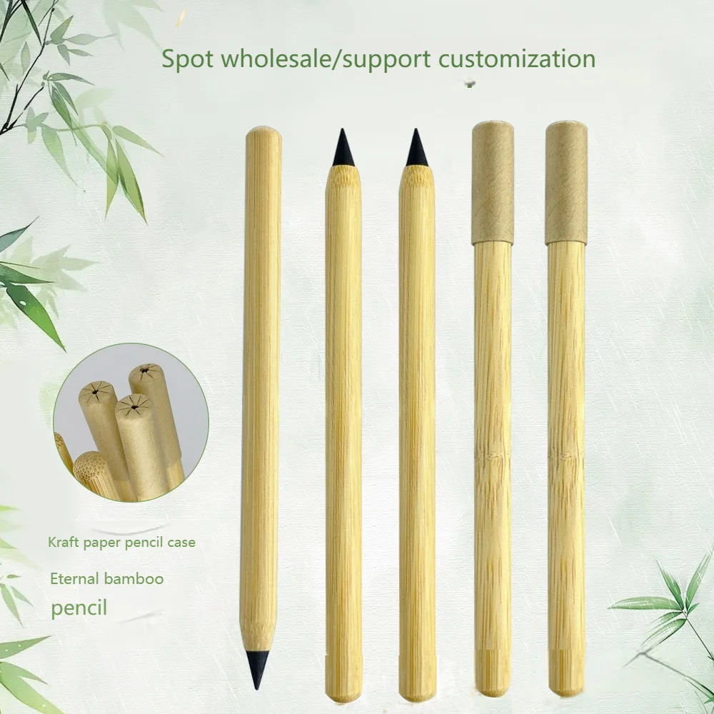 Wholesale Eco Friendly Bamboo Automatic Pencil Hotel Pen Smooth-Writing LOGO Custom Creative Gift Pencil
