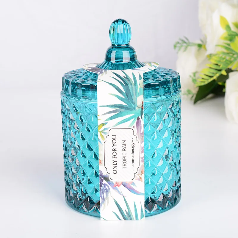 Luxury Aromatherapy Taper Color wedding Crystal Candle Jar with Lid Soy Scented Candle Wholesale