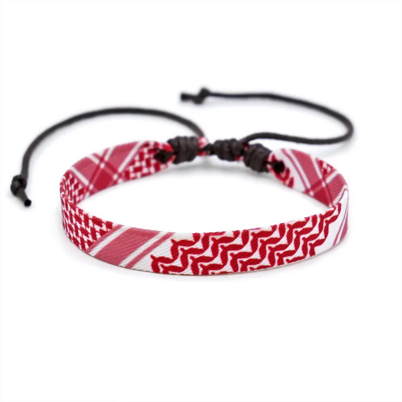 2024 Hot Sale hign quality Arabic Scarf Style Knitted Bracelet colorful  Dot Patterned Fabric Hand Knitted Bracelet