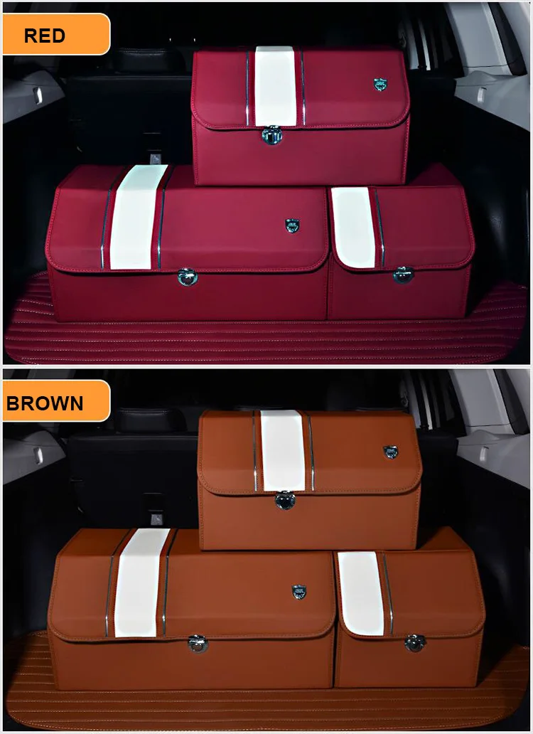 Custom Logo Leather/EVA/XPE Waterproof Car Trunk Storage Organizer
