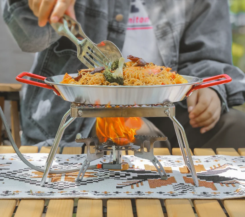 Outdoor stainless steel seafood crayfish skillet salad pans Non Stick paella pan
