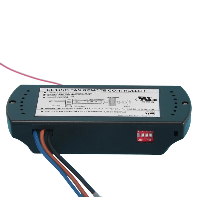 RF Ceiling Fan 3 speeds light remote control kit with Rectangular Receiver 433.92MHZ