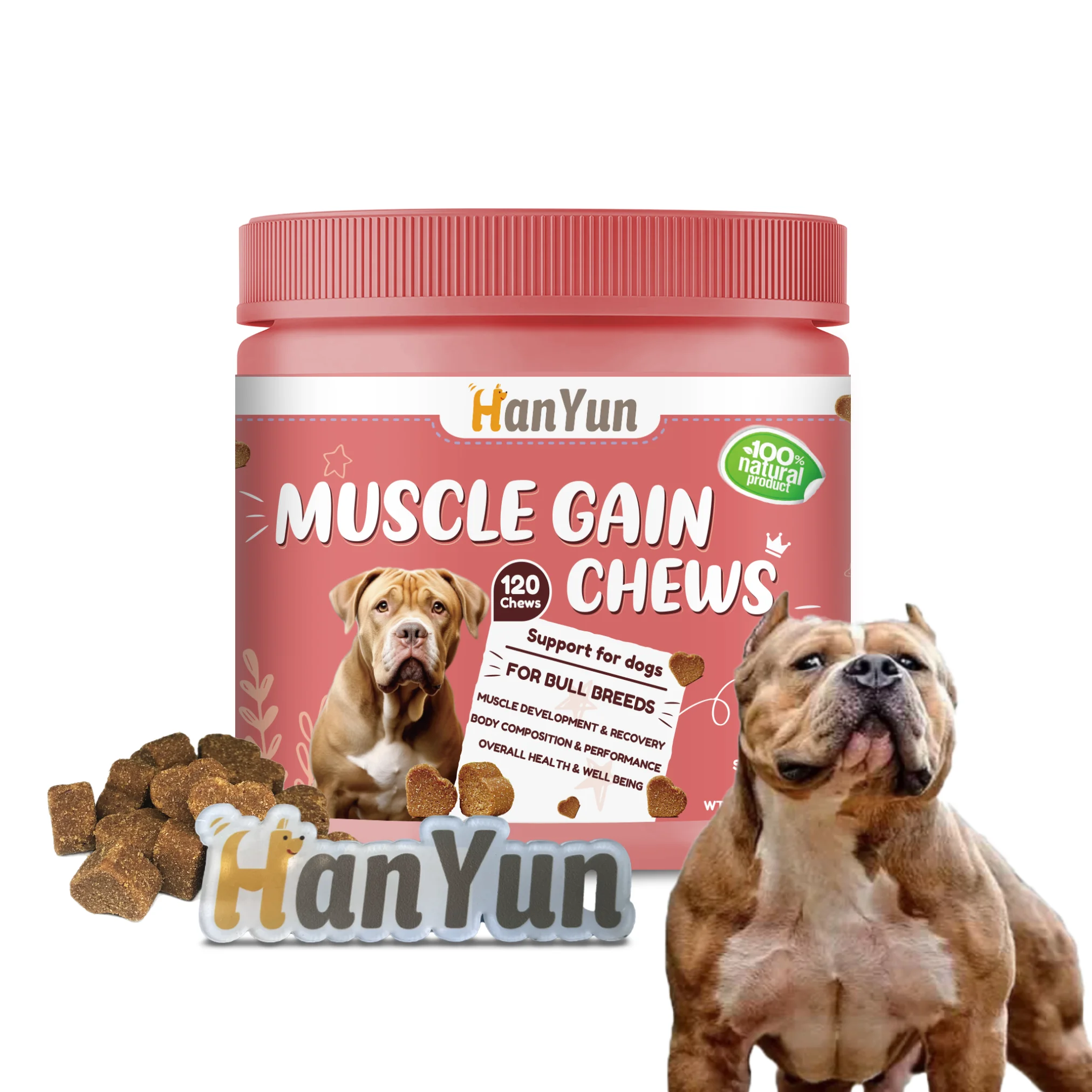 Build Muscle Soft Chews Supplement supports High Protein Gain Growth And Weight - Boost Energy For Pet Dog