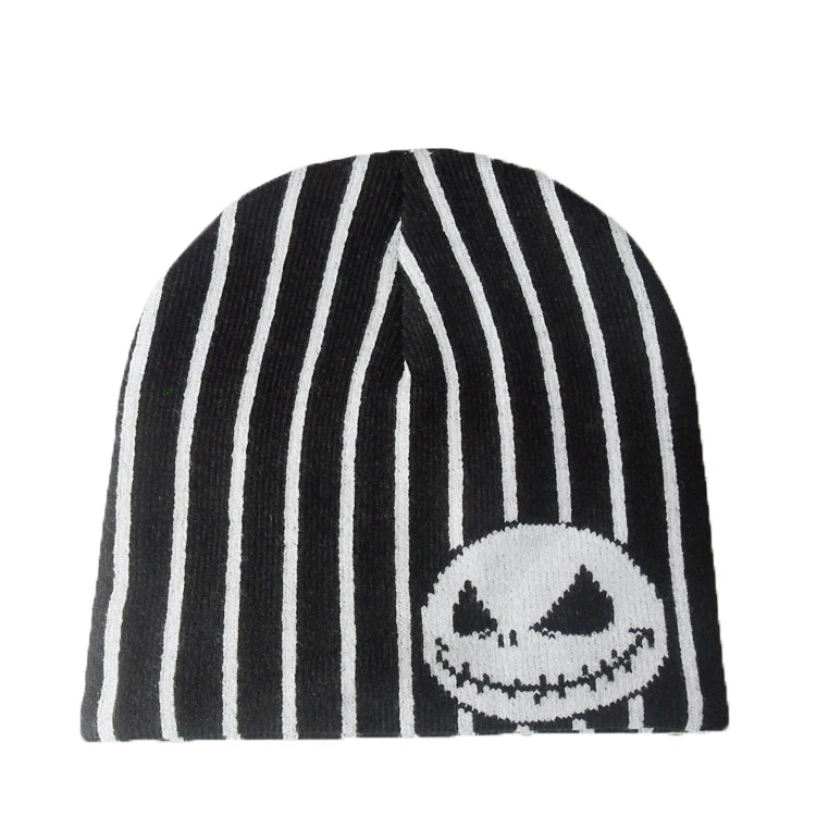 Halloween Funny Pumpkin Jacquard Black Skiing Beanies Hats Winter Warm Knitted Beanie Hats Women Men Wholesale