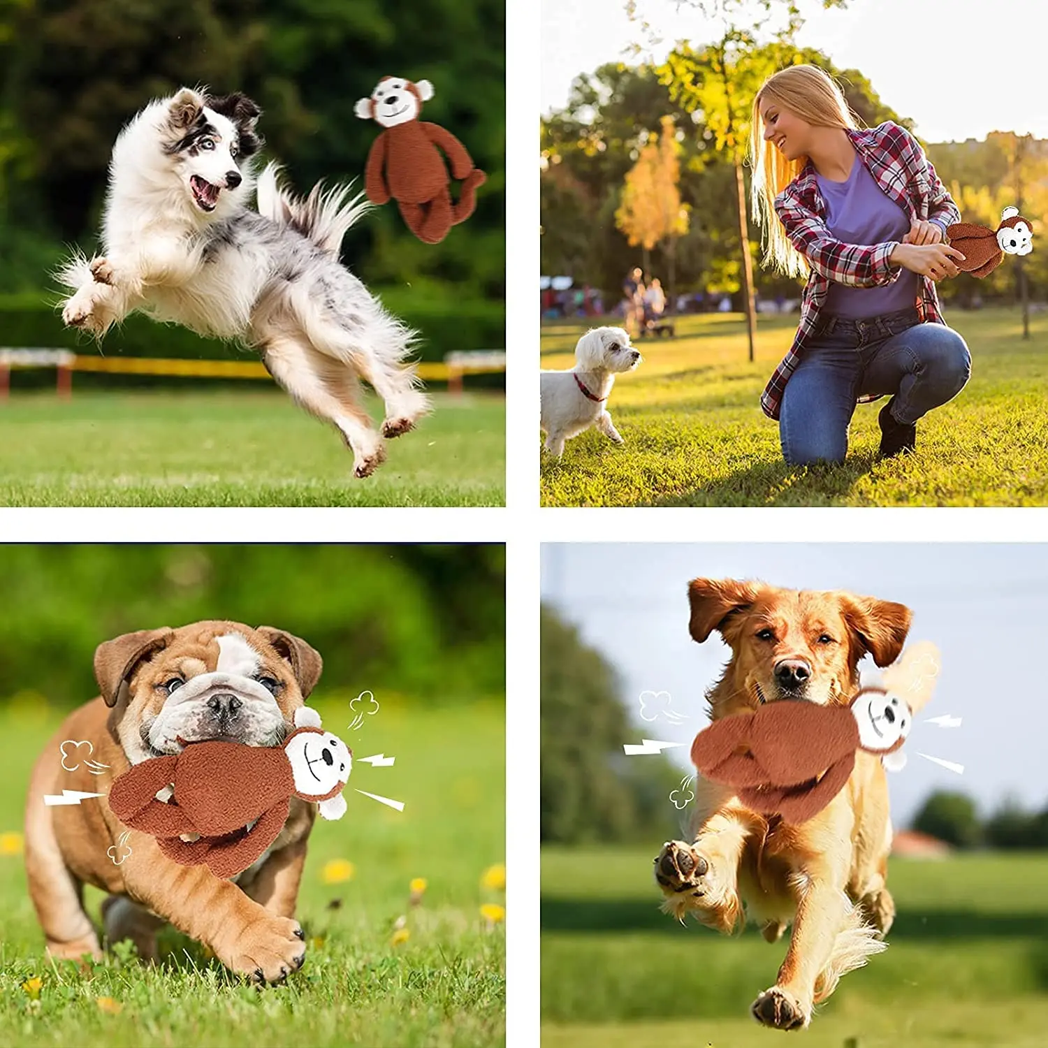 wholesale plush dog toy stuffed monkey chewing toy sounding with squeaker toy for training interactive tug-of-war teeth cleaning