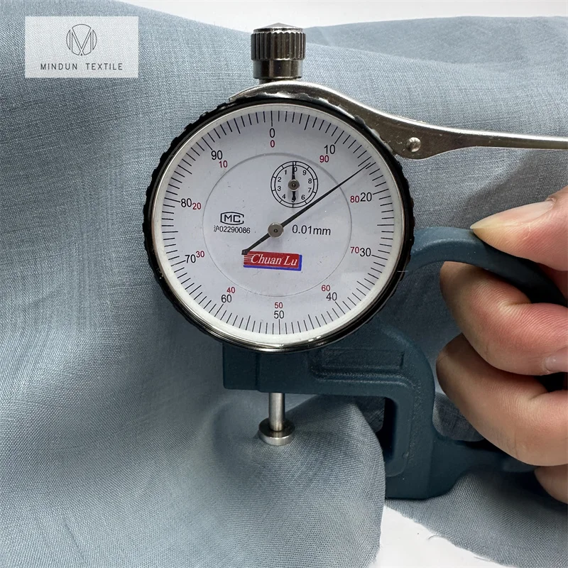 Mindun 60gsm Solid Color Plain Dyed 100 Ramie Wrinkled Yarn Fabric For Pants Blouses