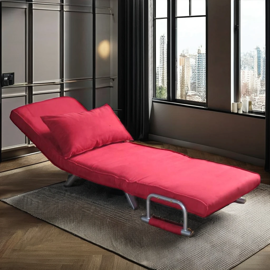 Modern Single Arm Chair for Living Room Full Metal Structure Sofa Bed with Foam Recliner & Sleeper Features Single Seat Couch