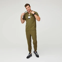 Bestex Dark Green Stacked Pants Scrubs Uniforms Sets for Men Scrub Uniform Designs Conjuntos De Uniformes