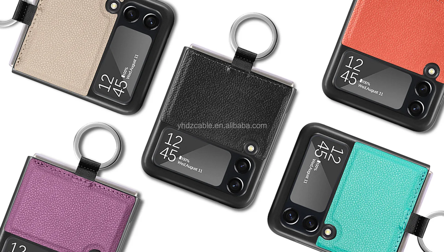 Japan and South Korea hot sale suitable for Samsung z flip 3 ring type same phone case flip3 folding screen PU protective case