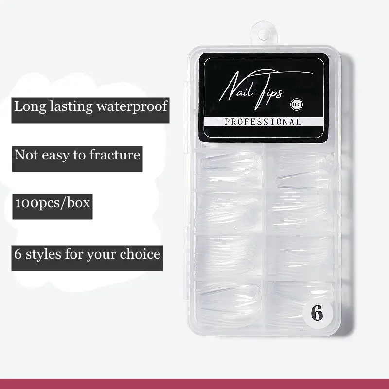 Wholesale Nail Tips Long Transparent Frosted Artificial Nail Tips Half Cover Extended False Nails