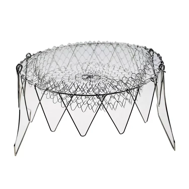 201/304 stainless steel expandable folding wire mesh frying basket ,  multifunctional chef drain basket