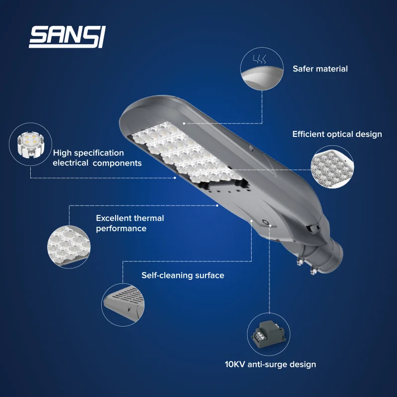 SANSI Free Sample High Lumen IP66 Ceramic Energy Saving  Smart Control Solar LED Street Lights Lamps For Garden