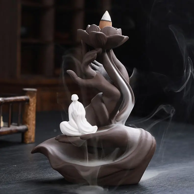 Backflow Incense Holder Waterfall Incense Sticks Censer Handmade Ceramic Home Decor Gift Statue