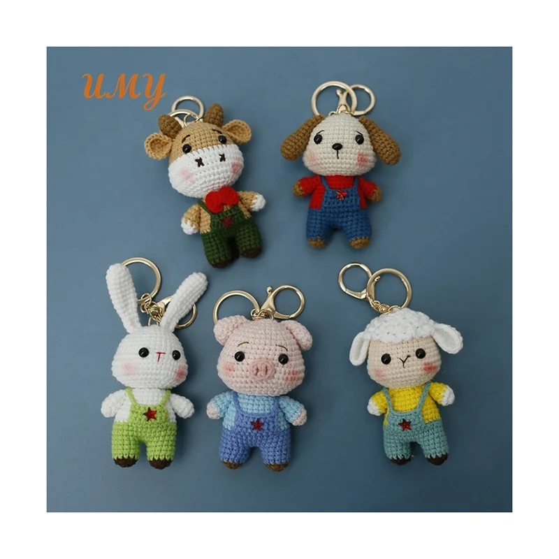 Брелок для ключей Mini Amigurumi брелок ручной работы вязаный крючком с животными игрушка