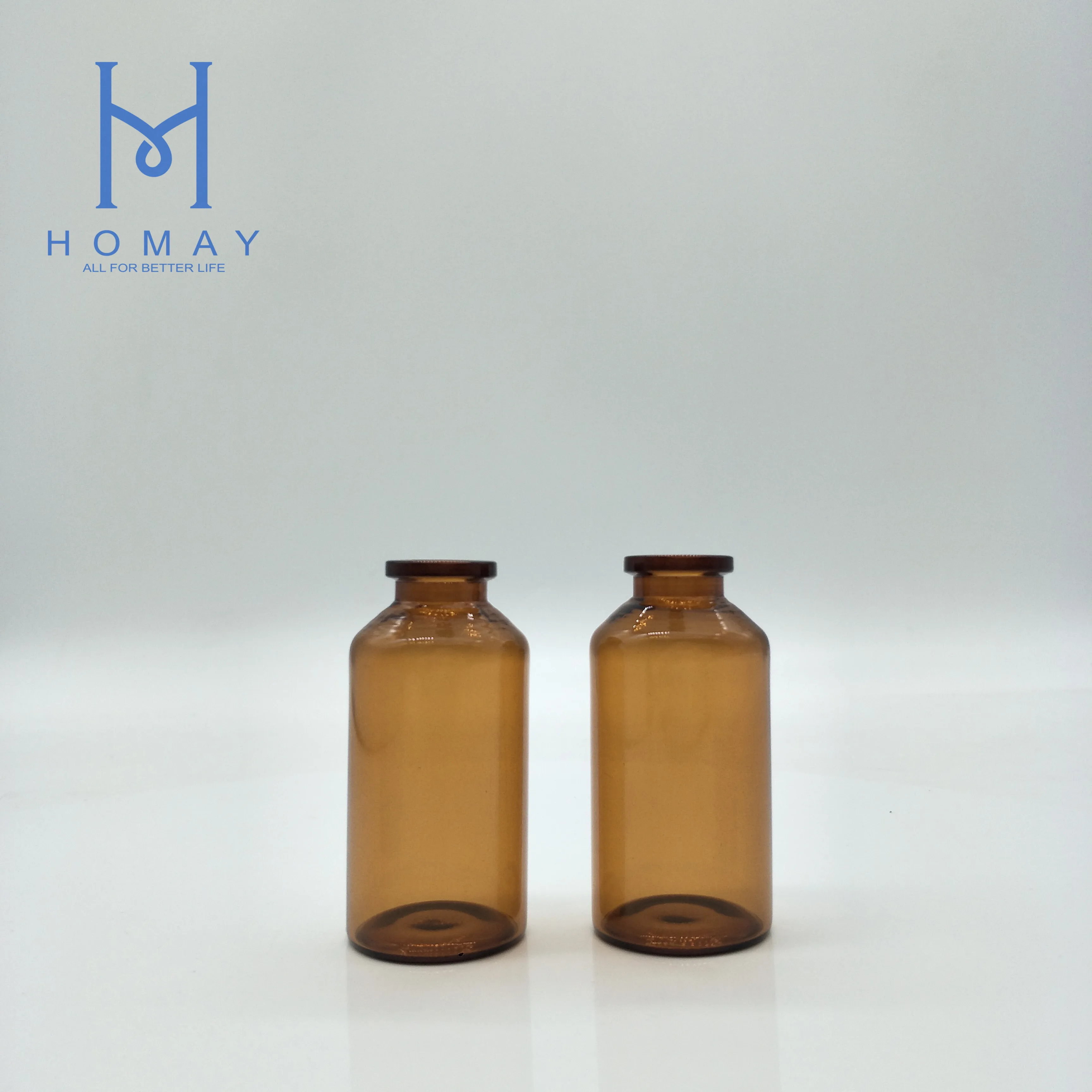 Homay Packing Hot Selling Amber 10ml Tubular Glass Injection Vials Borosilicate Tubes With Cap Rubber Stopper For MedicalProduct