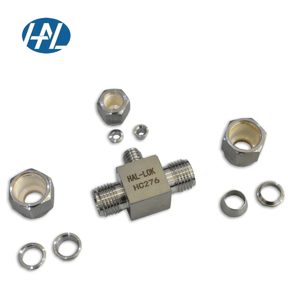 Alloy C276 Double Ferrule Tube Fittings Hastelloy C-276 Reducing Union Tee