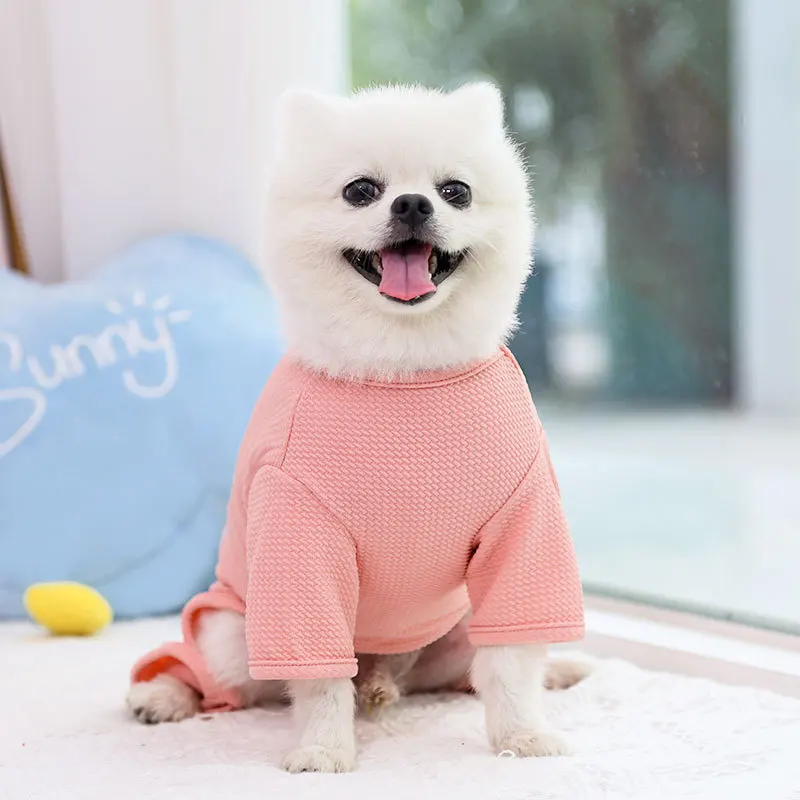 Sweet Pet Clothes Low-priced Spring Autumn Soft Breathable Waffle Fashions Dog Four Legged Clothes