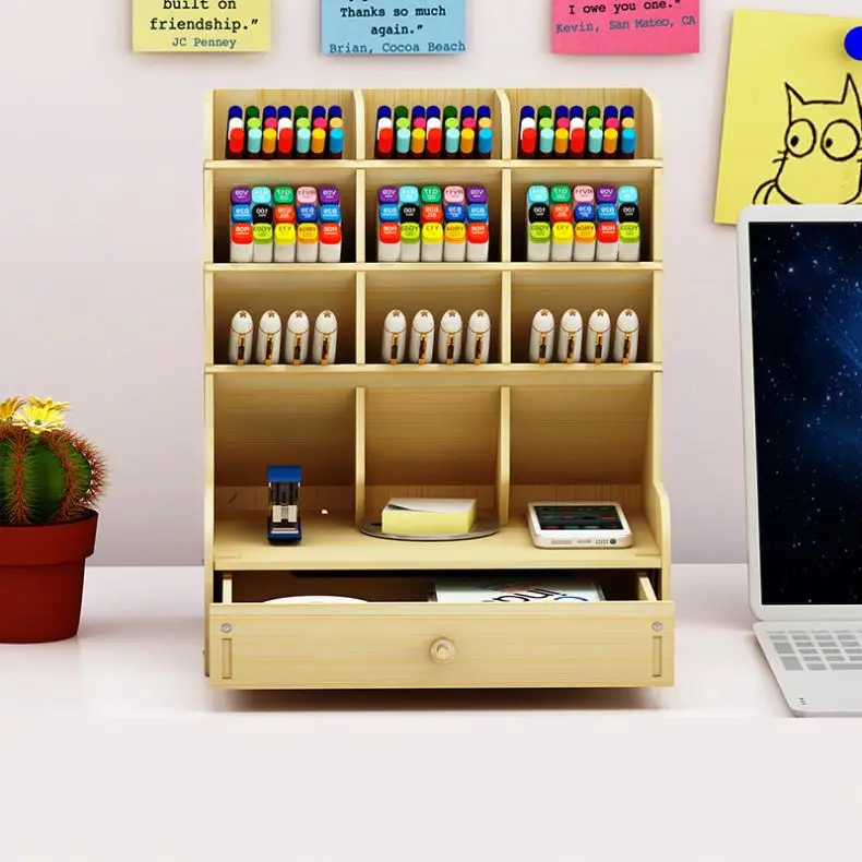 Office Supplies/Desk Organizer Set with Desktop Leather Writing Pad File Paper Tray Magazine Folder Pen Sticky Note Holder