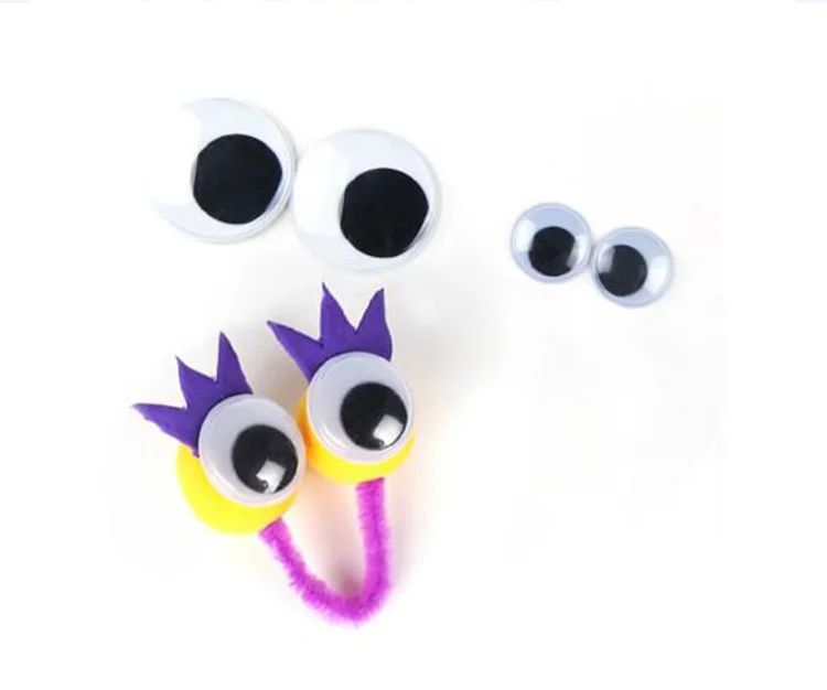 6mm 8mm 10 mm 12mm Self-Adhesive Black Safety Wiggle Eyes Craft Plush Toy Moving Eyes