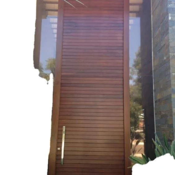 Seeyesdoor metal frame solid wood teak pivot front entry door for modern house all types