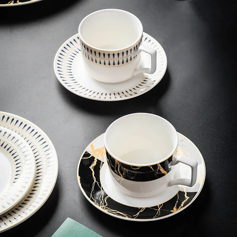 European-style Western cuisine golden edge British style ceramics cake dim sum banquet dried fruit tray marbling plate