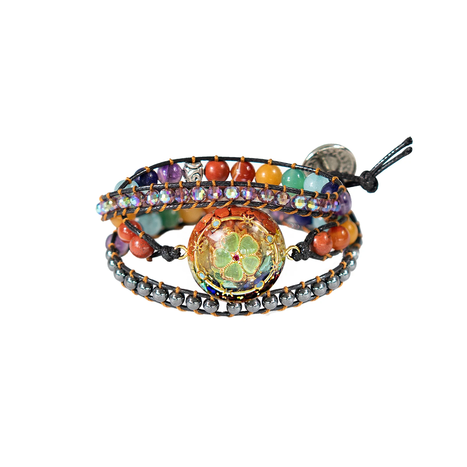 7 Чакра браслет для женщин мужчин-ручной вязки гематит и кристалл Reiki целебный из бисера многослойный