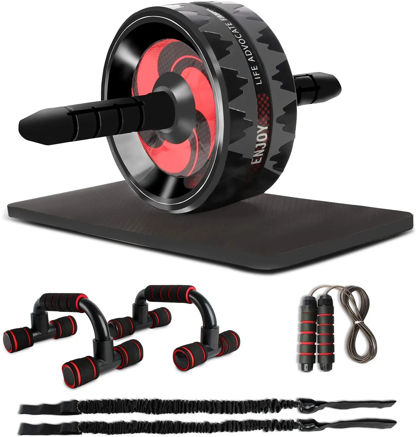 Push up Stand Bar Jump Rope Home Gym and Exercise Workout Equipment Abdominal Muscle TrainerAB Roller Wheels