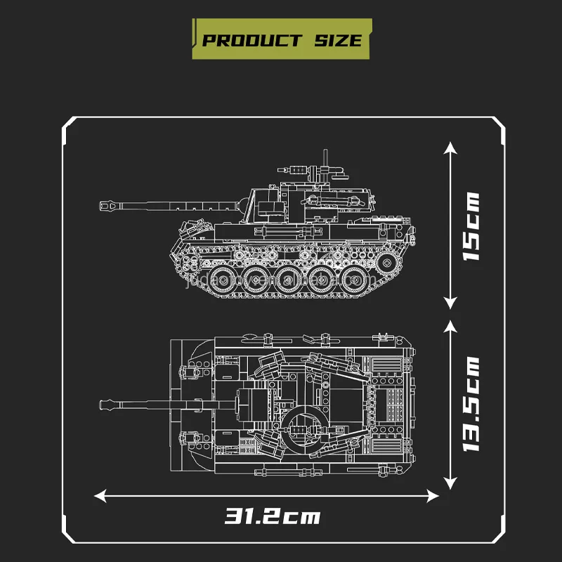 Mould King 20032 Military Hellocat Tank Destroyer Building Block Toys Technical APP Remote Control Battle Building Block sets
