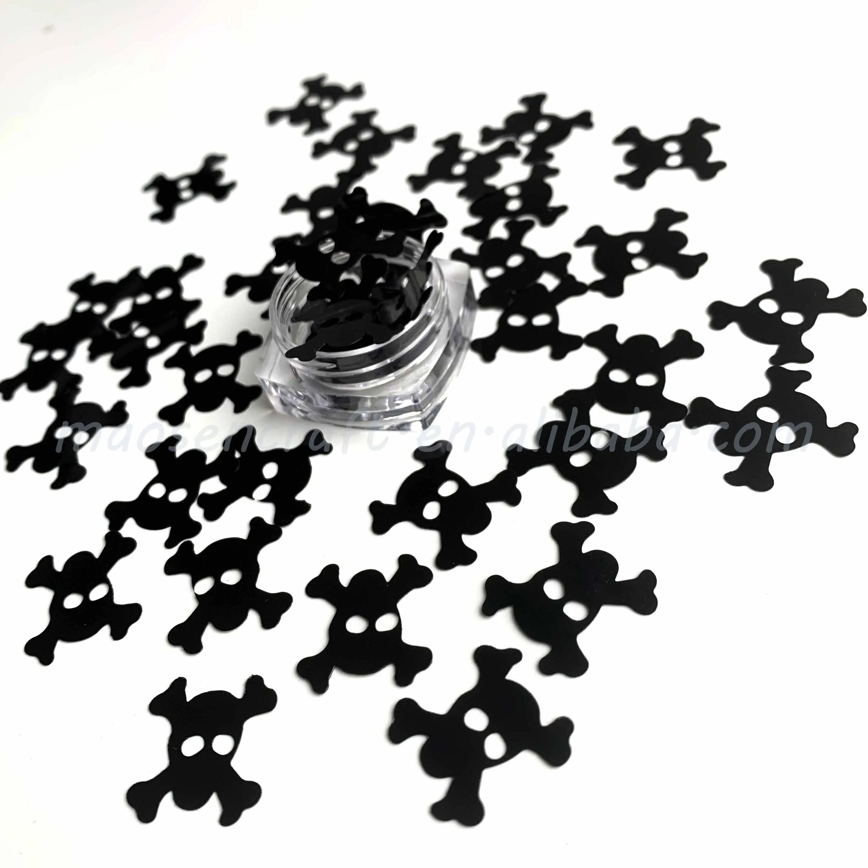 Factory Supply Polyester Metallic Pure Black Big Skeleton Shape Glitter For Craft Decoration