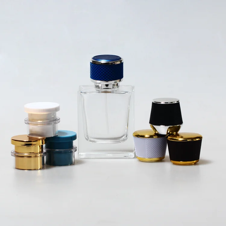 2022 new design China factory perfume glass Bottle with ABS perfume various size cap Colorful Cylindrical custom pattern ABS lid