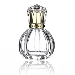 Perfume Bottles 50ml Round Ball Embossed Crystal Perfume Glass Bottle with Pump Spray