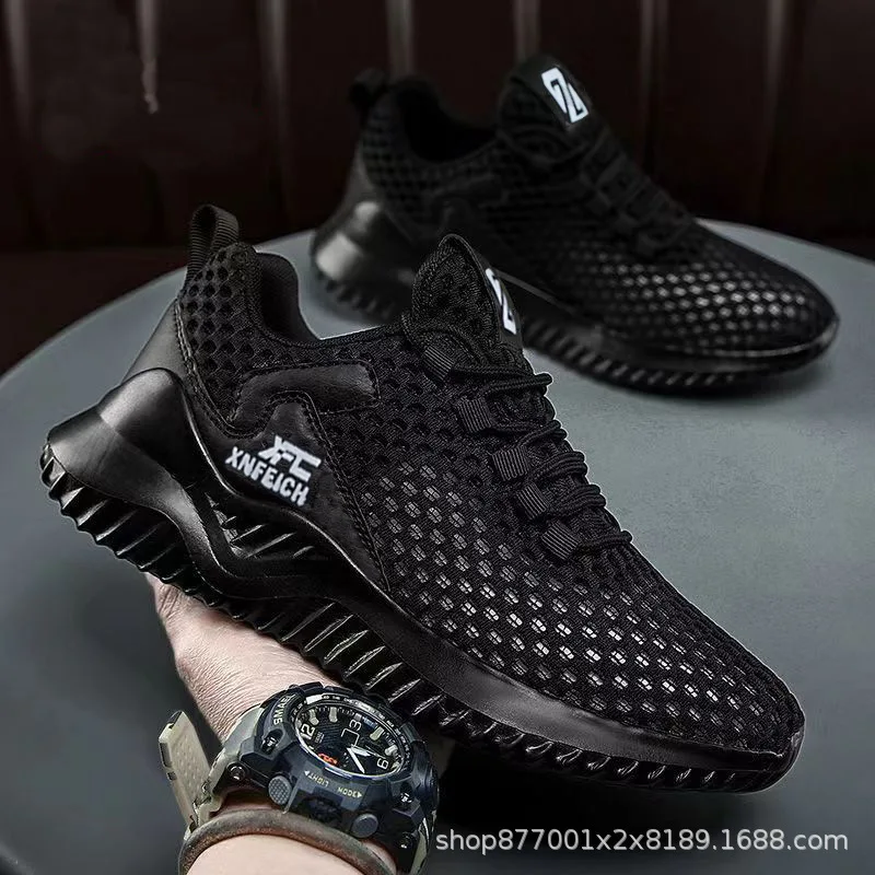 2023 New Model Men Breathable Running Sports Shoes Wear-resisting Lace-up Leisure Trainers