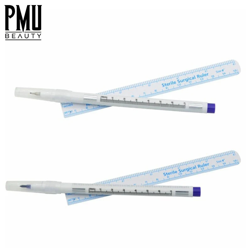 PM BEAUTY Professional Marker Pen Skin Marker Pen Tattoo Surgical Pen Waterproof Surgical Skin Markers with Paper Ruler