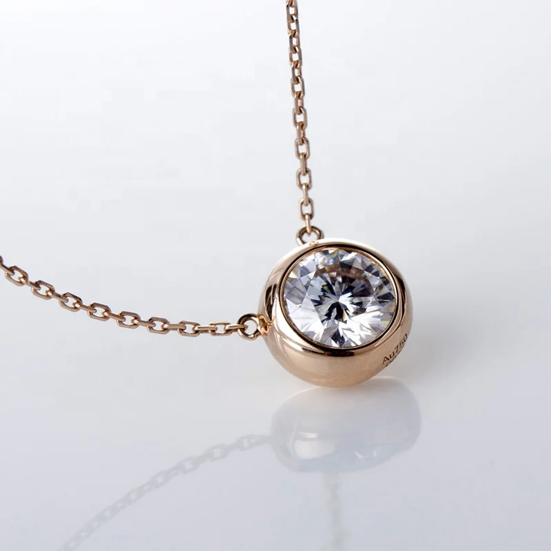 Модные белые цвет 1 ct синтетический бриллиант 18K золотое колье ожерелье для женщин
