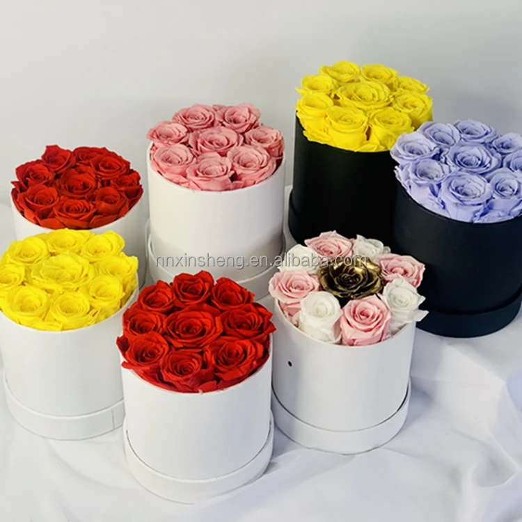 Factory Customized Flower Arrangement Gift Box For Valentines Forever Eternal Preserved Roses Bouquet Wedding Gifts