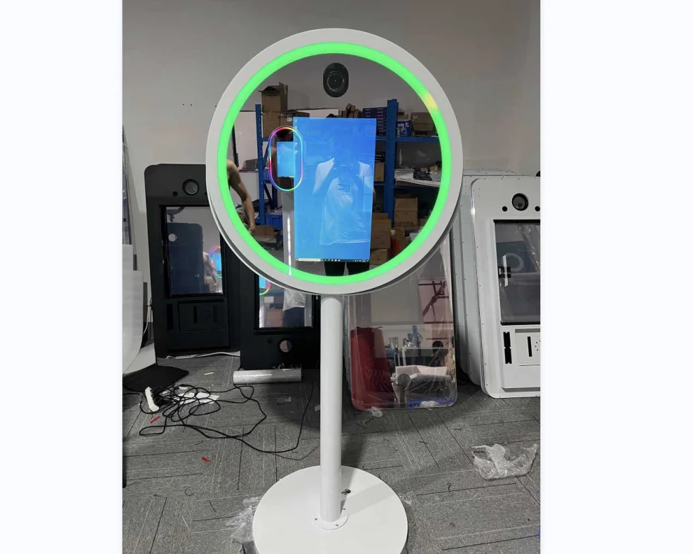 Circular photo booth mirror photo booth magic mirror photobooth machine led frame mirror photo booth with printer and camera