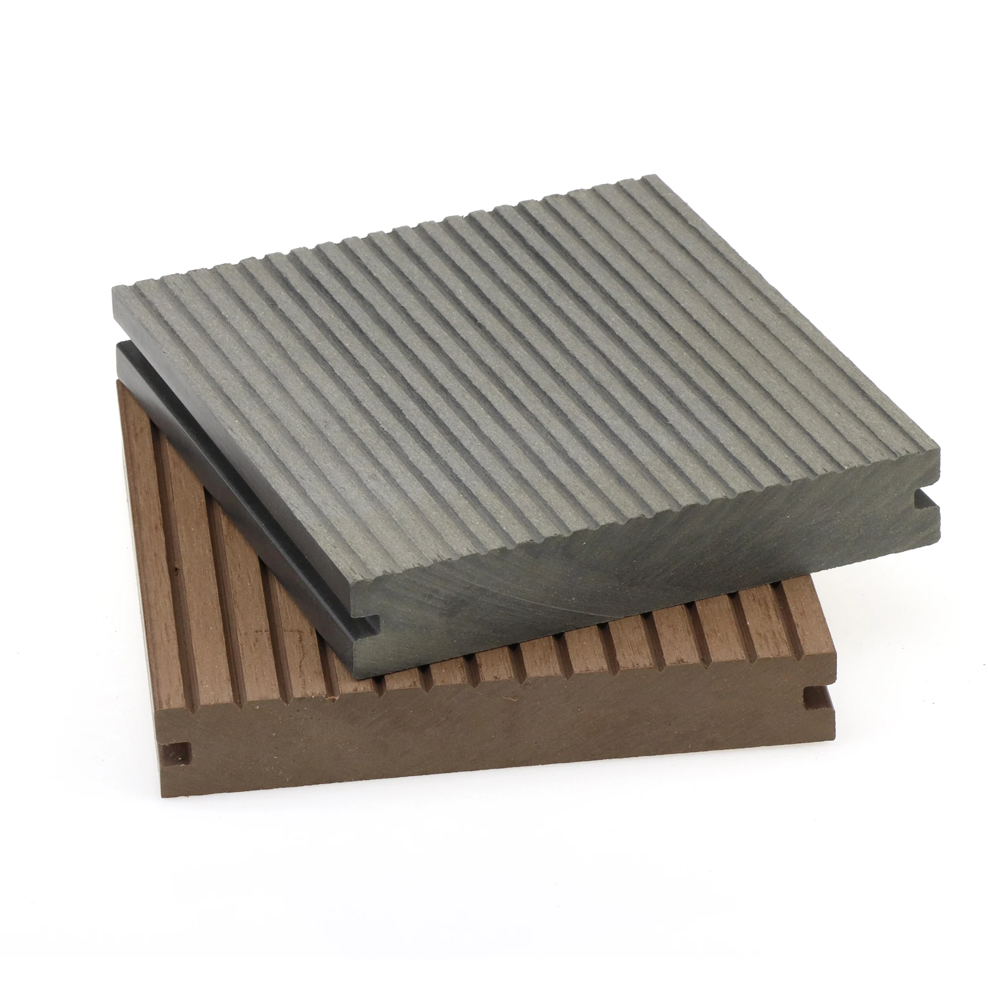 Recycled wood plastic composite decking floor