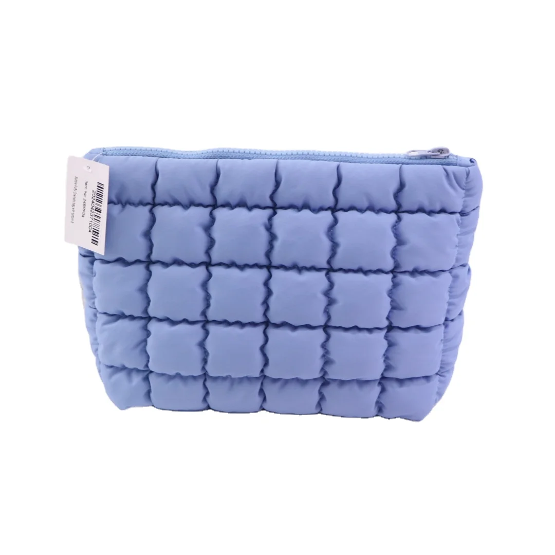 Wholesale Custom Cosmetic Bags Bubble Puffy Cosmetic Pouch  Zippers Quilted Travel Toiletry Bag Large-capacity Makeup Bags