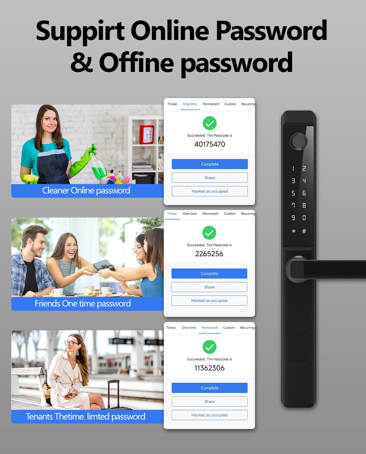 TUOAN TT-F9 2024 New Arrival Slim Smart Door Lock with Fingerprint TT lock Aluminum Alloy Electric Door Lock Smart