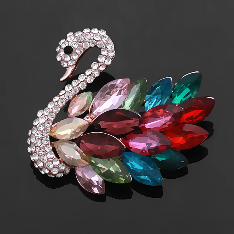 Cheap wholesale jewellery diy animal cubic zirconia turtle swan metal flower diamond brooch