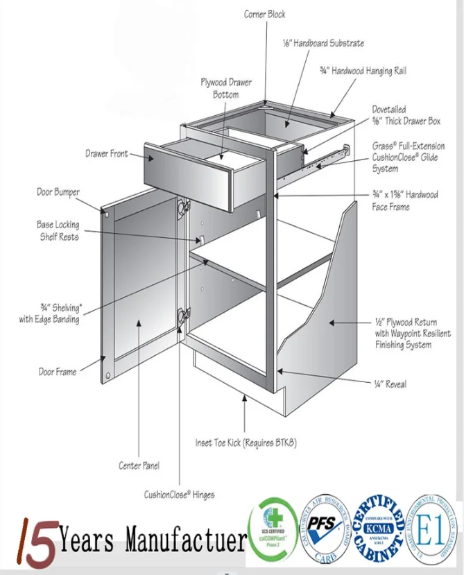 RTA ready to assemble solid wood designs blue shaker kitchen cabinet