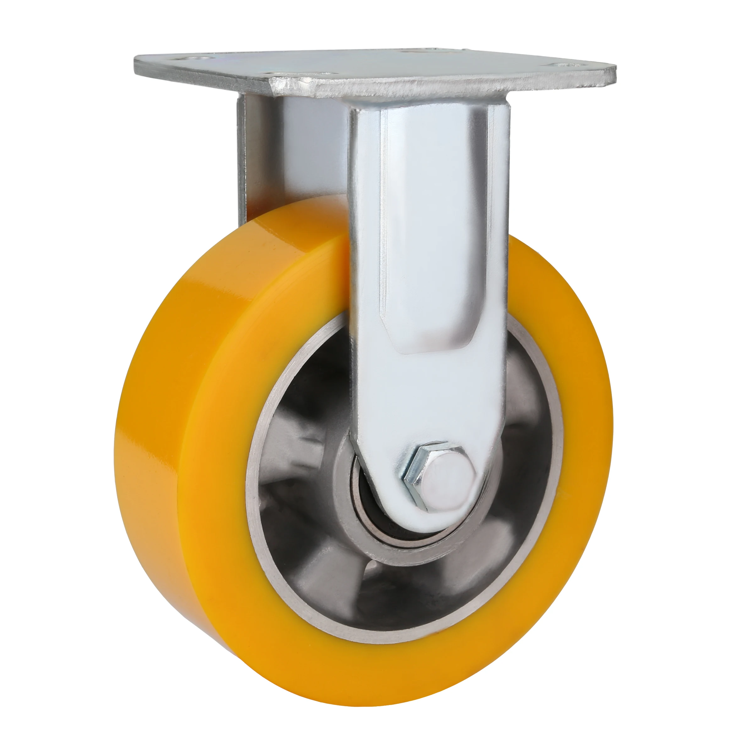 Оптовая продажа 5 дюймов желтый PU чугунное колесо Жесткого Типа Промышленный Сверхмощный Ролик