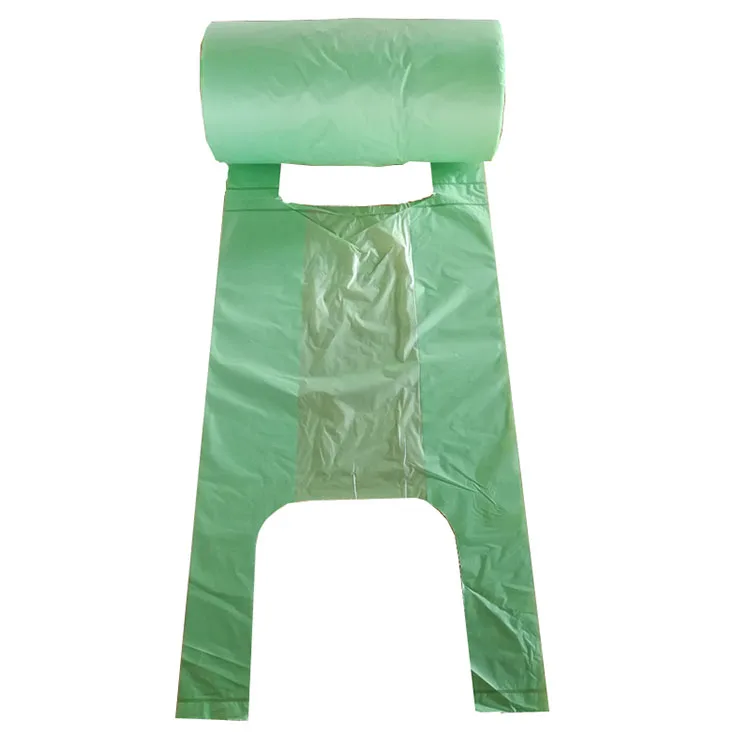 Manufacturer Custom Take Away Shopping Bags Wholesale Biodegradable T Shirt Carry Bag Green Transparent Roll