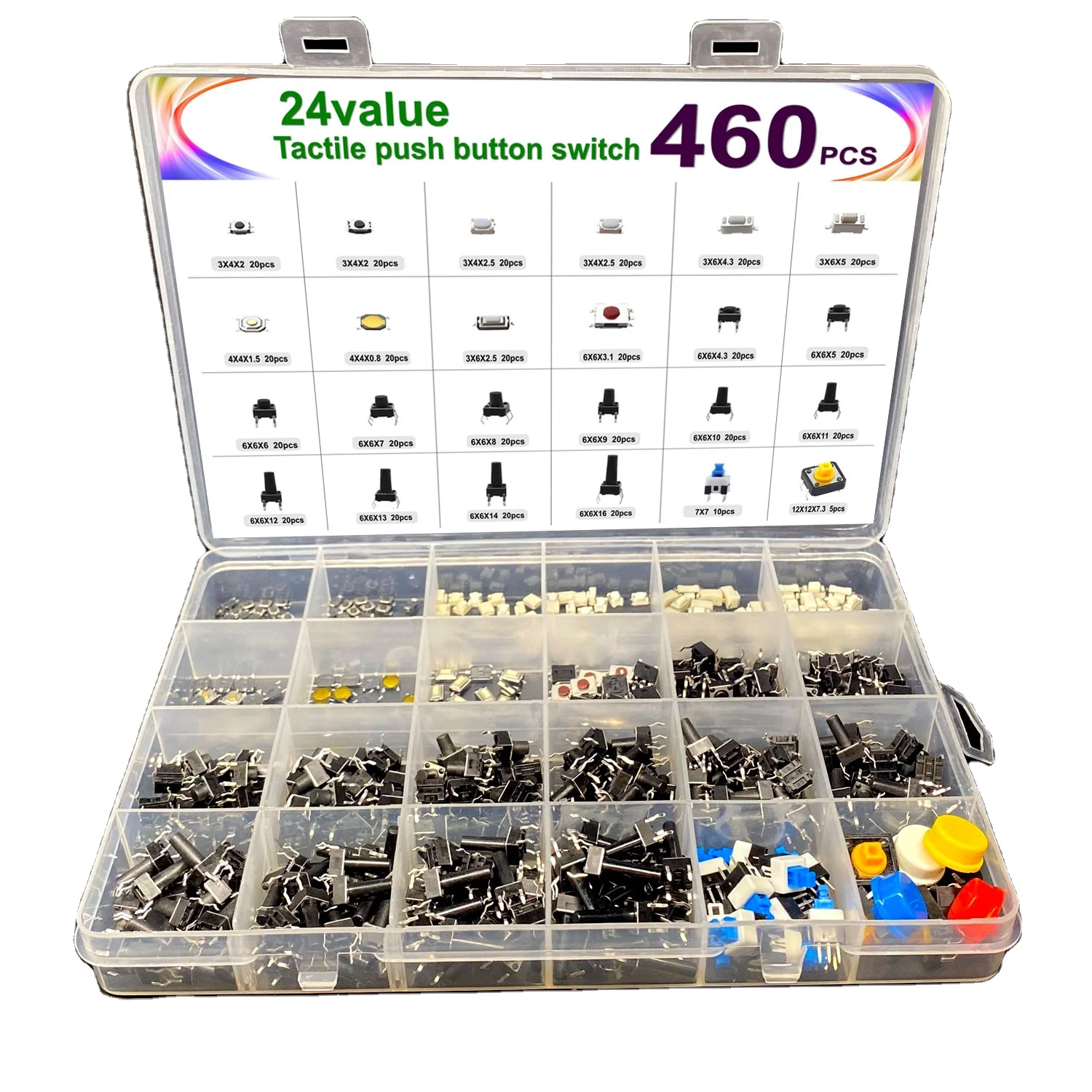 460pcs=24 types Tactile Push Button Touch Switch Remote Keys Button Microswitch Hot Sale