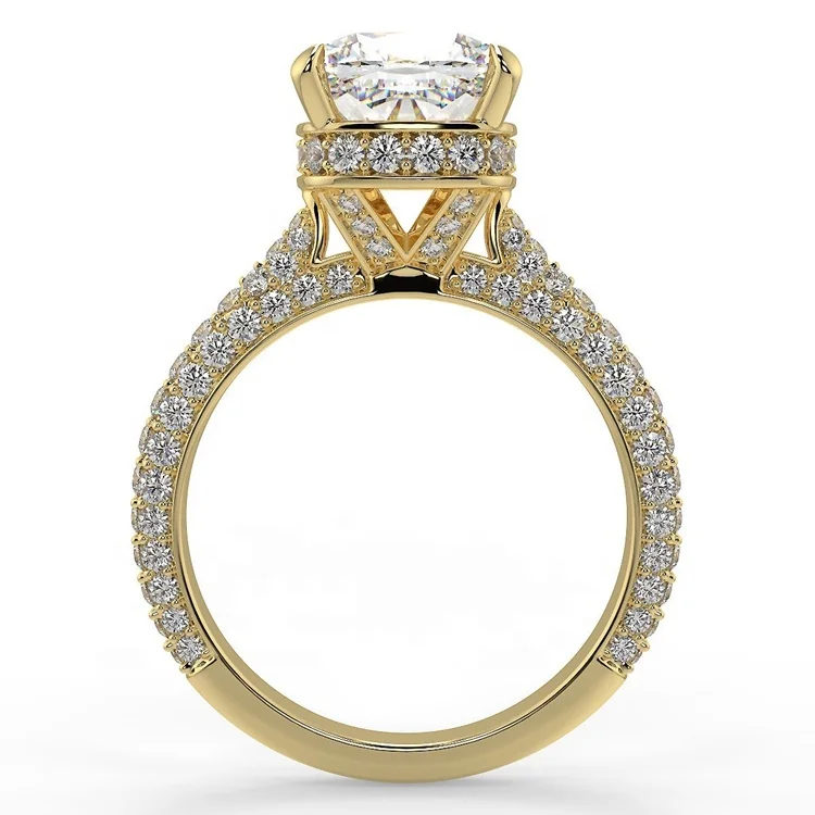 Wholesale Cheap Price 18k Solid Gols 2CT Moissanite Fancy Rings Jewellery Ring Saudi Arabia Gold Wedding Ring