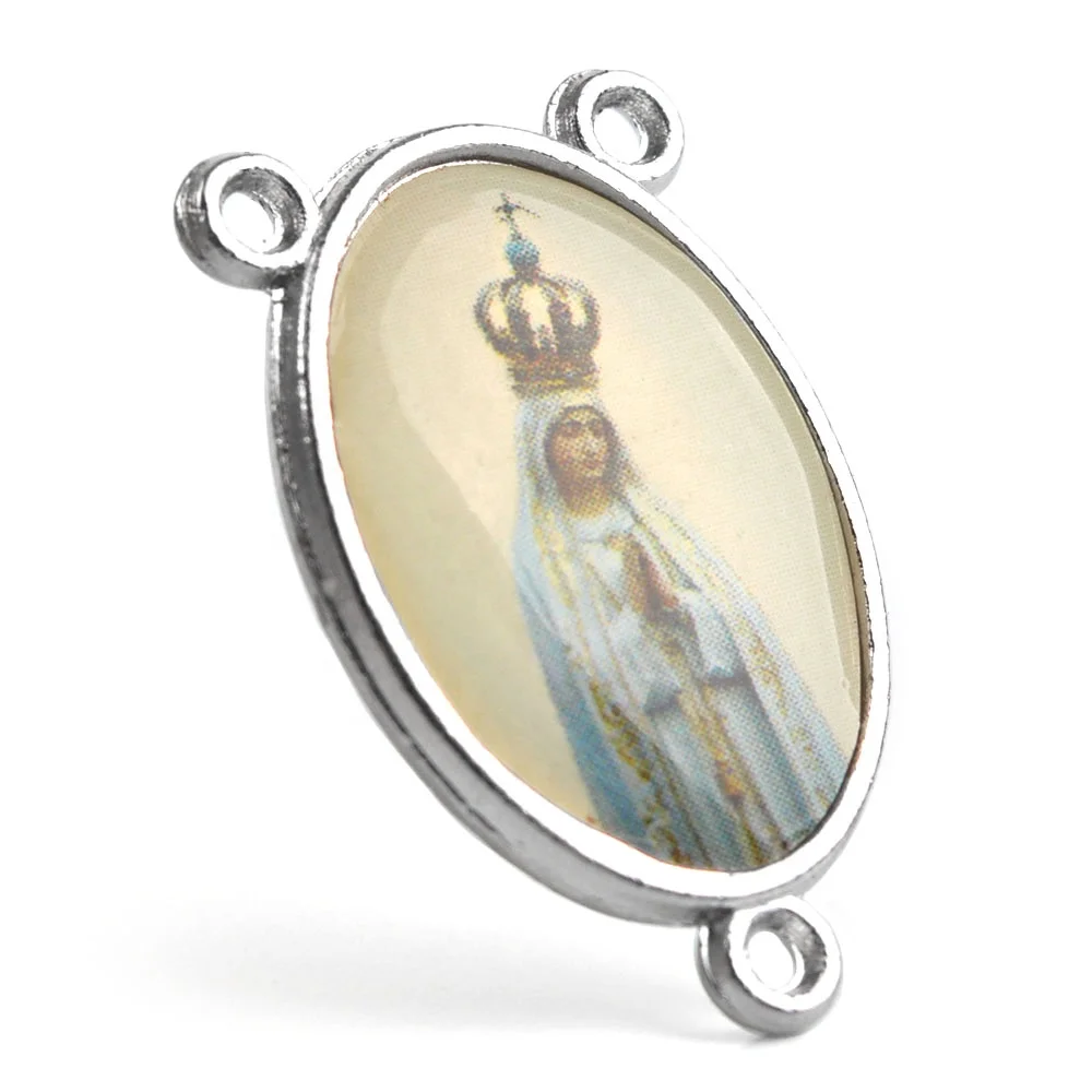 Wholesale Religious Rosary Parts Our Lady Fatima Sticker Rosary Centerpieces Alloy Jewelry charms Pendants for Rosary Making