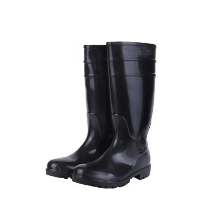 High heel anti-static PVC warm lining steel toe cap water rain boots