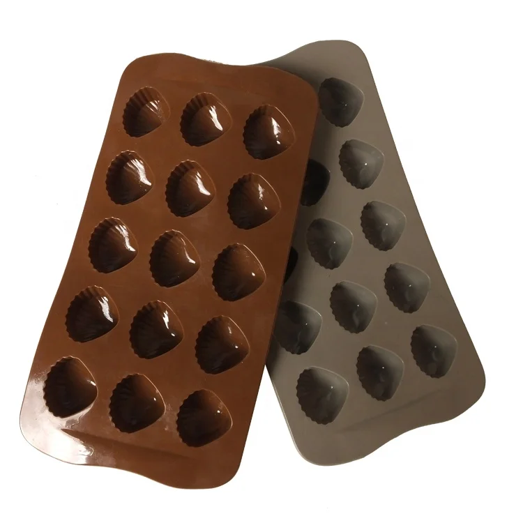 15 Cativies Sea Shell Shape Silicone Candy Chocochip Chocolate Wafer Mould Ice Cube Tray
