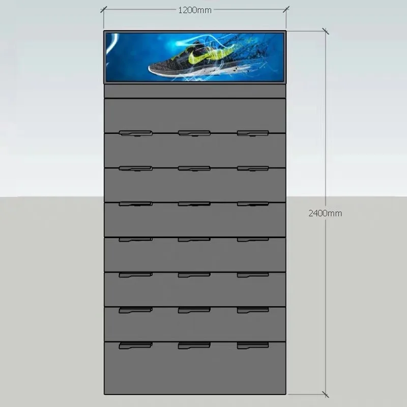 Brand sneakers display case custom sport shoe store metal shoe rack with shop
