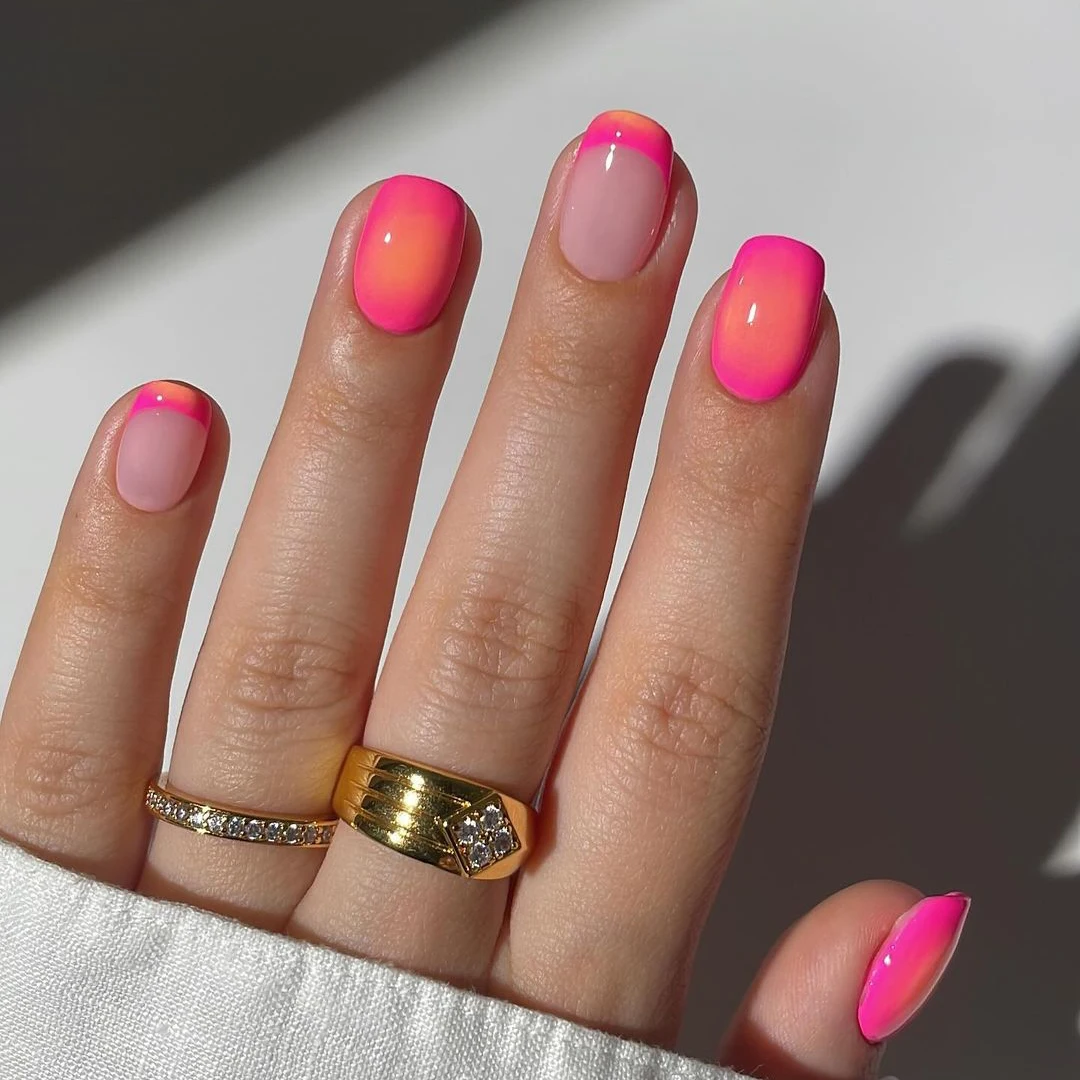 30pcs Custom Designer Nails Supplier Artificial Fake False Nails With Ombre Center Cute Bow Design Short Square Press On Nails